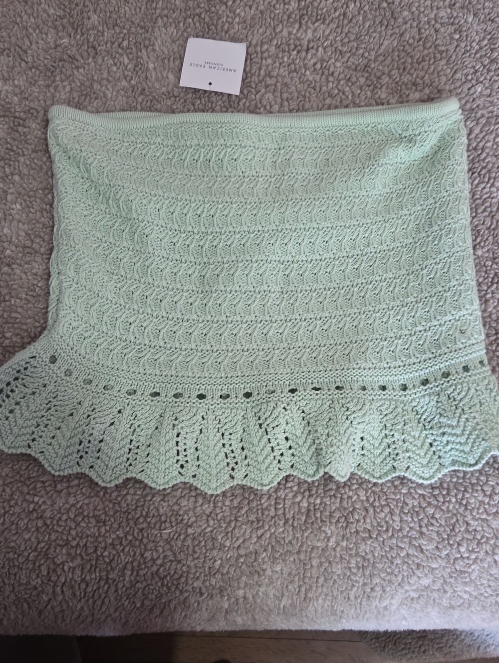 American Eagle Outfitters Light Mint Crochet Ruffle Mini Skirt
